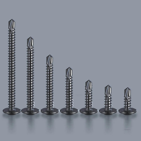 Sheet-metal self-tapping screws, #8 x 3/4 in, black stainless steel, truss head, set of 7