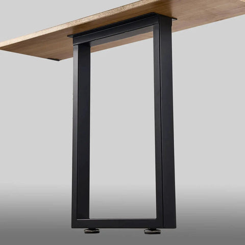 Beefy 30 Inch Metal Table Legs Set Of 2 With Adjustable Feet Pads Black Industrial Grade Support shown under wooden tabletop.