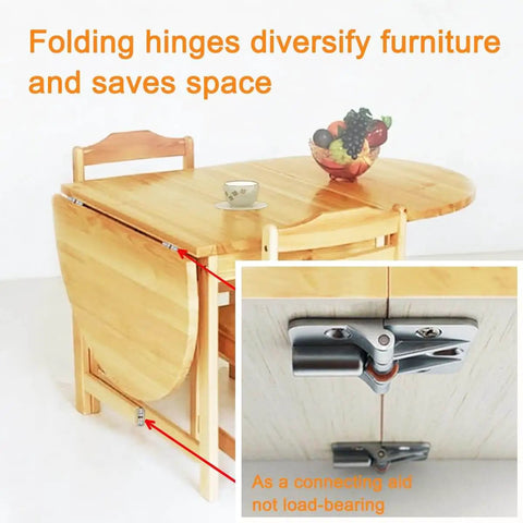 Adjustable 180 Degree Locking Hinges For DIY Bifold Doors And Folding Tables Zinc Alloy Construction 4 Pack shown installed on a wooden table