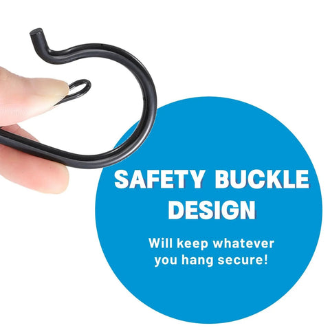 Close-up of 36 Piece Q Hanger Hooks With Safety Buckle for Outdoor String Lights, highlighting windproof design feature.