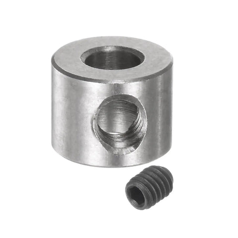 Front view of 12 Pieces Set Screw Shaft Collars 4mm Bore 9mm Outer Diameter 7mm Width In Durable 304 Stainless Steel Landing Gear Stopper