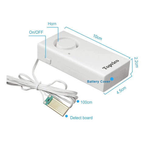 Water Leak Sensor Alarm For Basement And RV Moisture Detection, 120dB Loud Flood Alarm, Battery Operated unit with cable and detect board