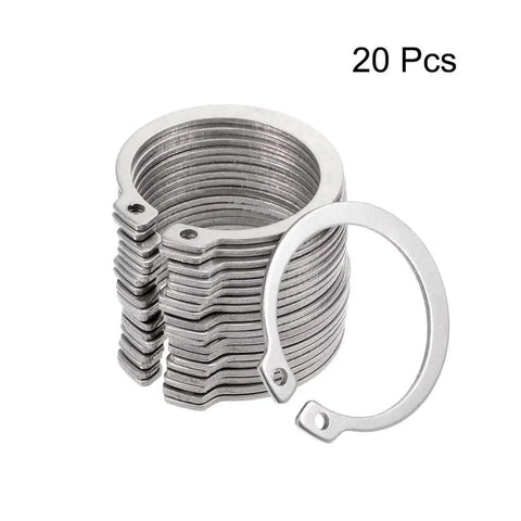 40mm External Circlips C Clip Retaining Ring Set In 304 Stainless Steel 20 Count for Shafts and Grooves, Stack and Single View