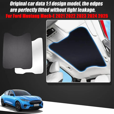 Ford Mustang MachE Sunroof Sunshade Foldable Glass Roof UV Blocks 99 Percent installed in car interior