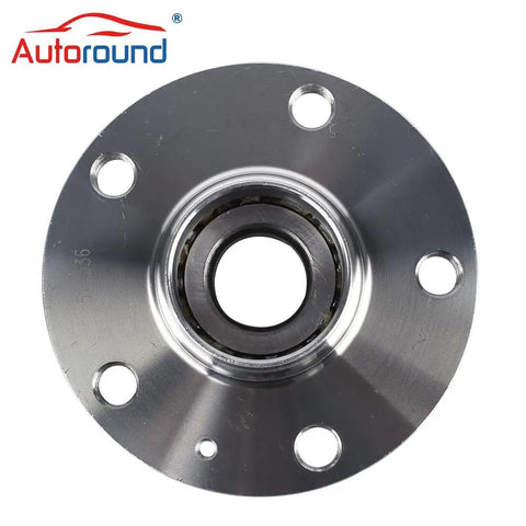 Front view of Beefy Rear Wheel Bearing And Hub Assembly 512336 for Audi A3 2006 to 2020 and VW Beetle Golf GTI Jetta Rabbit 5 Lug Non ABS
