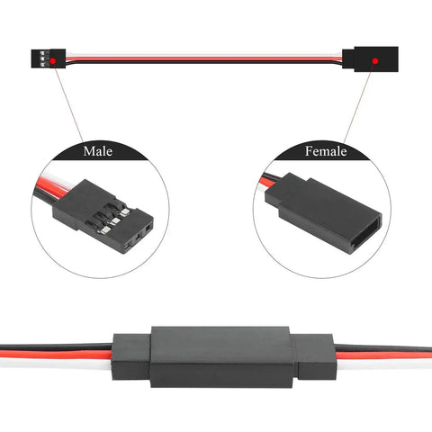 Close-up of 30 Piece Male To Female 3 Pin Servo Extension Cable Set With 22 AWG Copper Wires, showing connectors and cable details