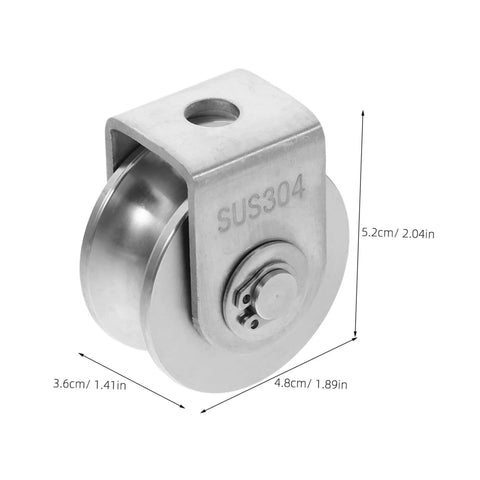 Front view of Two Pack Stainless Steel Pulley Wheel With Bearing, Heavy Duty Industrial Door Track Crane Roller For Gym Equipment.