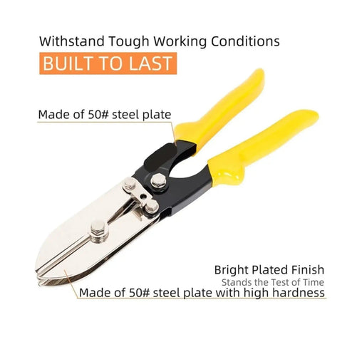 Beefy Pro Grade Heavy Duty 5-Blade Hand Cable Crimper for Duct Work, stainless steel, yellow handle, built to last