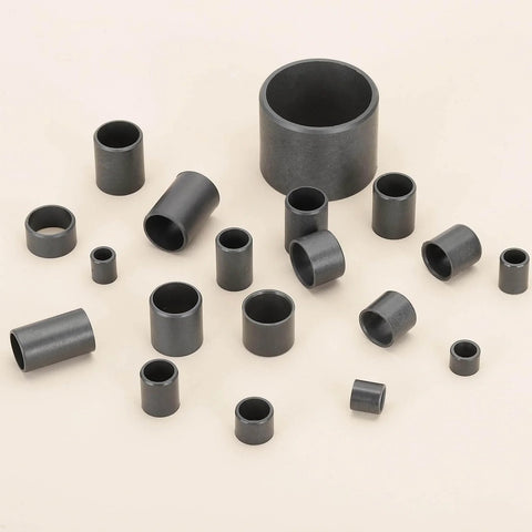 Assorted black bushings, including 6 Pcs POM Sleeve Bearings 30mm ID By 34mm OD By 26mm Length Self Lubricating Oilless Black Bushings.