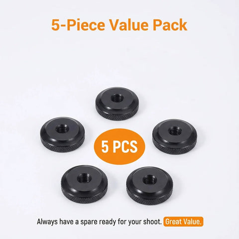 Five Pack Thumb Nuts 1/4-20 Female Screws With Knurled Wheel Lock Nuts And Wing Nuts For Camera Tripods set of 5