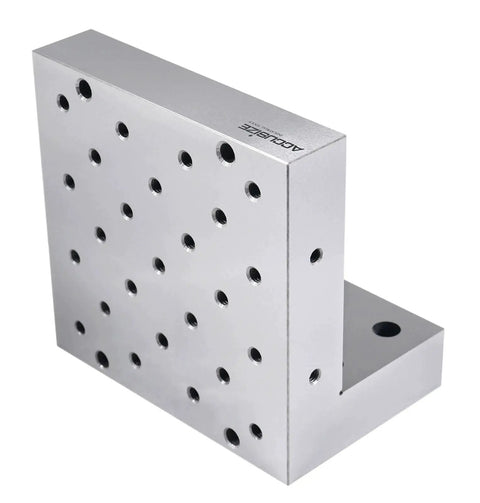 Rugged Machinist Grade 6x6x4 Inch Precision Angle Plate For Milling And Drilling Solid One Piece Steel Ground Flat To.0002 Inch Hardened RC58 RC62 13 Tapped One Quarter Inch By Twenty Holes Accusize Industrial Tools