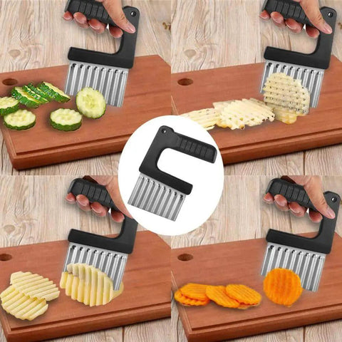 Wavy Crinkle Cutter Knife For Veggies And Potatoes With Stainless Steel Blade And Rust Resistant ABS Handle Serrated Chopper For French Fries And Carrots Ideal For Salads And Slicing Perfect Crinkle Cuts Every Time slicing vegetables