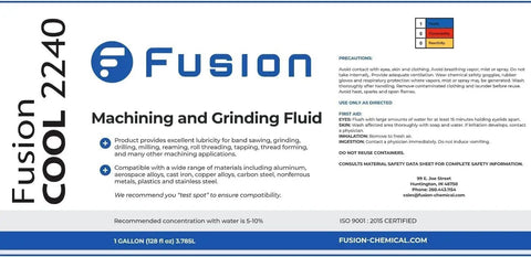 Fusion Cool 2240 label for Metal Cutting Oil For Machine Shops That Delivers Smooth Cuts And Long Sump Life Fusion Cool 2240 Semisynthetic General Purpose Coolant For Grinding Milling CNC Threading And Other Shop Operations Health Safe 1 Gallon