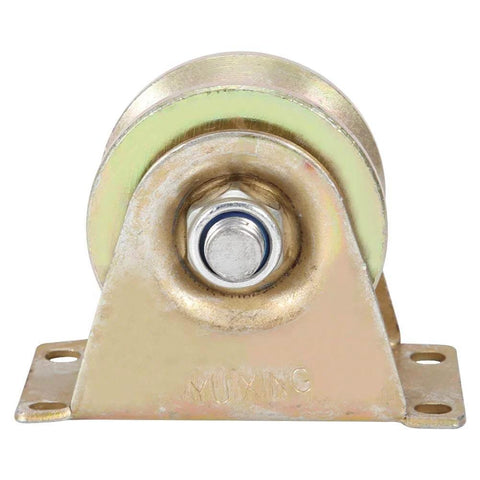 Two Pack 60mm Sliding Gate Rollers With Steel V Type Wheel, front view of heavy-duty gate wheel, durable gate hardware replacement