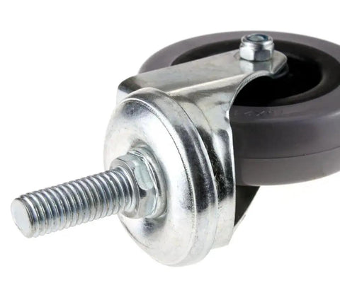Close-up of Swivel Bolt Hole Castor Wheels 75mm 3 Inch for trolleys, showing M12 bolt and grey wheel, heavy duty and abrasion resistant design.