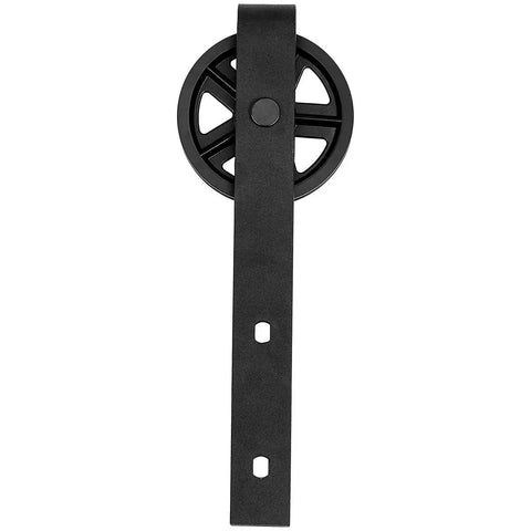Heavy Duty Sliding Barn Door Hardware Kit With 6.6 Ft Rail In Black Finish Sturdy Large Wheel Design roller component