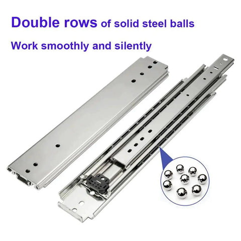 Pair Of 60 Inch Heavy Duty Drawer Slides With Full Extension And 500 Lb Load Capacity, Side Mount Ball Bearing Rails, Screws Included