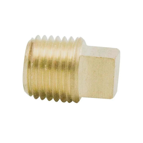 Solid Brass Pipe Fitting Square Head Plug One Eighth Inch NPT Male Threads Five Pack For Tight Sealing Pipe Ends