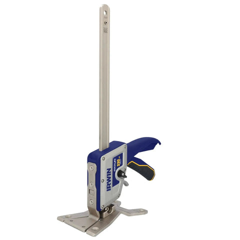 Side view of Quick Lift Construction Jack With 10 Inch Lift And 330 Lb Capacity, showing metal design and ergonomic handle.
