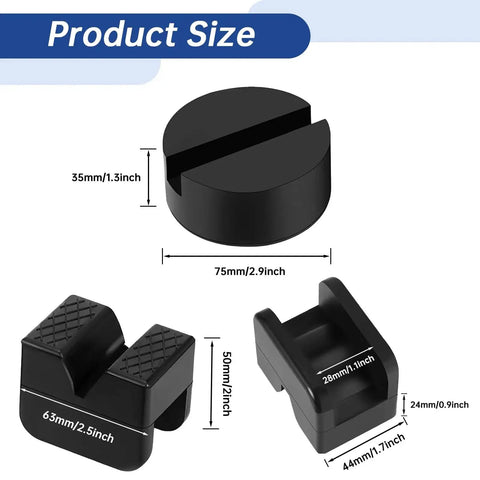 Dimensions of Universal Rubber Pads For Jack Stands Set 8 Pieces In 2 Types For Slotted Rails shown in diagram