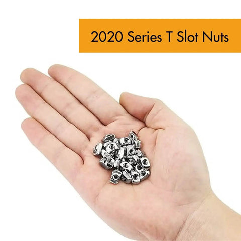 Hand holding 200 Pieces 2020 Series M5 T Nuts Hammer Head Fasteners Nickel Plated Carbon Steel T Slot Nuts For Aluminum Extrusion