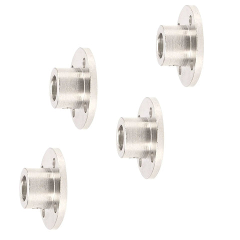5-pack silver flange shaft couplings with mounting flange for 10mm shafts; rigid RC model motor shaft connectors