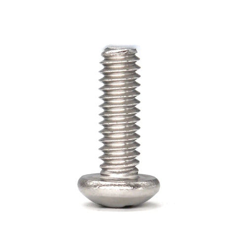 Close-up of a single 304 Stainless Steel Pan Head Phillips Machine Screw 1/4-20 x 2 Inches, showing thread and head details.