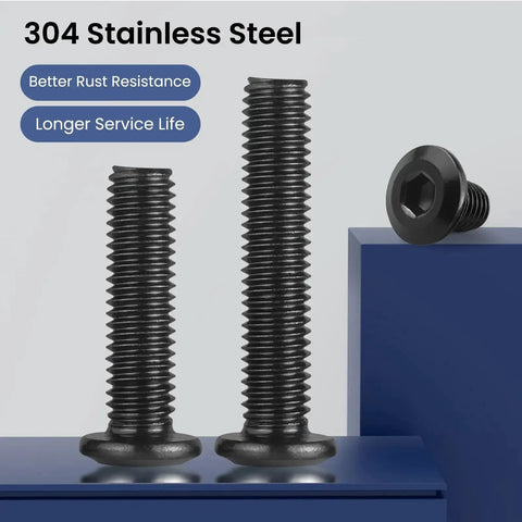 M6 1.0 X 35mm Flat Head Hex Socket Cap Screws Bolts Set Of 10 With Hex Wrench 304 Stainless Steel Black Zinc Plated