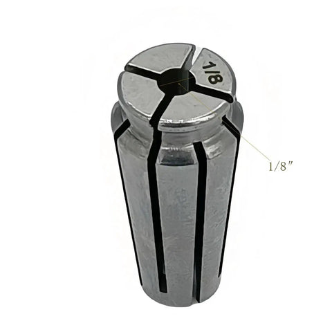 Self Releasing Collet Chuck Replacement Kit With One Eighth Inch Collet And Nut Pro Grade DIY Friendly Fits Router Series 5615 5616 5619 5625 And Die Grinders 5192 5194 5196 Replacement Parts for 48-66-2486 48-66-0985 48-66-0965, close-up of 1/8 inch collet