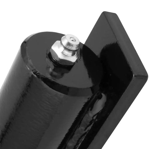 Close-up of black Beefy 7 Inch Barrel Style Gate Hinges For Weld On Install showing top part with bolt and ball bearing pivot