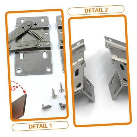 4 Pack Hidden Spring Hinges For Cabinets With Drop Leaf Support Easy To Install And High Load Bearing Capacity stainless steel