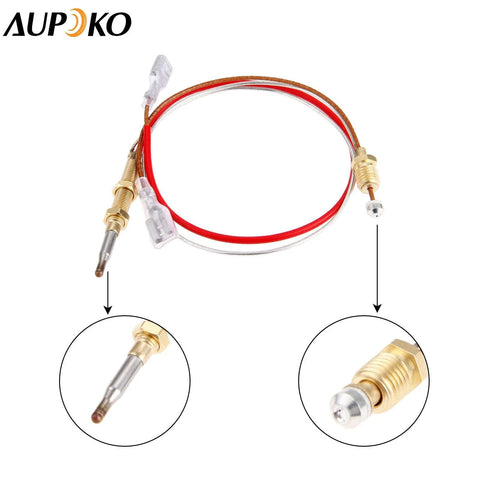 Aupoko patio heater thermocouple with M8x1 end connector, brass fittings, red insulated wire, 410 mm