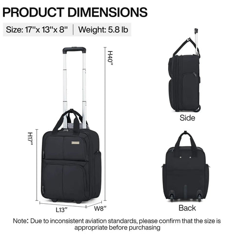 Underseat Carry On Luggage With Wheels For Air Travel Your Everyday Travel Sidekick A Lightweight 27L Softside Rolling Bag Black