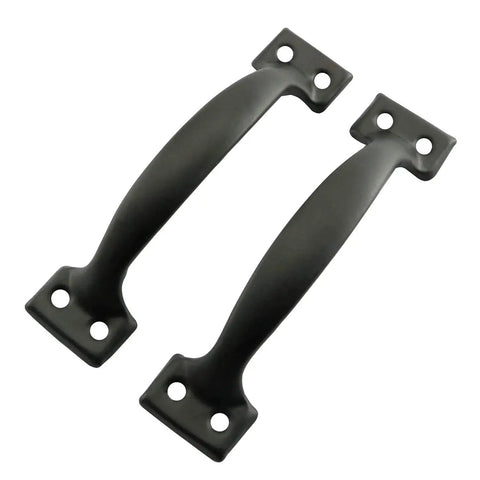 10 Pack 99mm Black Iron Door Handle Pulls With Screws For Doors And Drawers Vintage Surface Mount Hardware For Barn Doors Garage Doors Screen Doors Grilles Easy Grip Large Hand Clearance