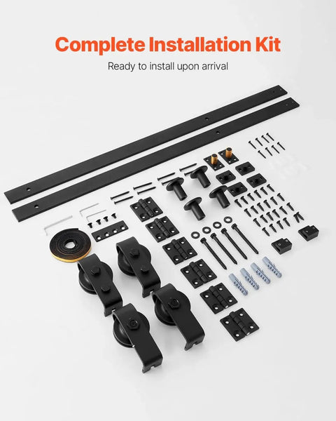 Bi Folding Sliding Barn Door Hardware Track Kit Heavy Duty Steel Rails for Four 12 Inch Closet Pantry Laundry Doors components