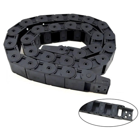 One Side Open Cable Drag Chain, 1 Meter Black Plastic Wire Carrier For CNC Machines, 18 By 25mm Inner Channel, Tangle Free