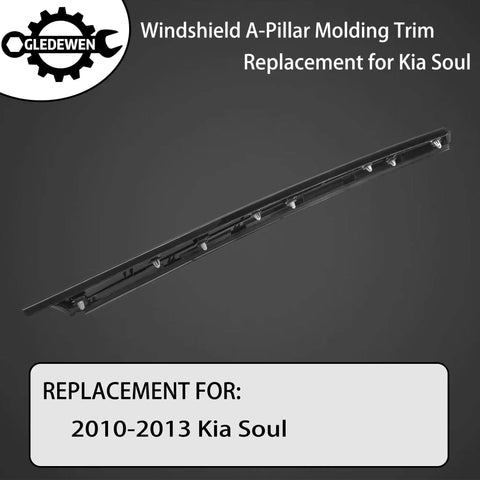 A-Pillar Trim Molding Set For Soul 2010-2013 Front Outer Right And Left, black ABS with clips, direct-fit replacement.
