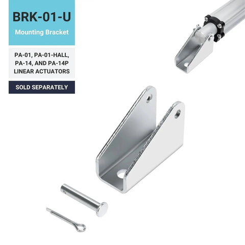 Mounting bracket for 12 Volt Potentiometer Feedback Mini Linear Electric Actuator With 6 Inch Stroke And 35 Pound Load Capacity.