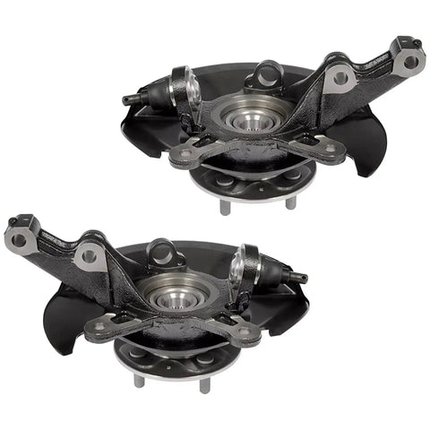 2 Piece Front Steering Knuckles And Wheel Bearing Hubs Assembly For 2001 2002 Honda Civic Replacement Kit with cast iron construction.