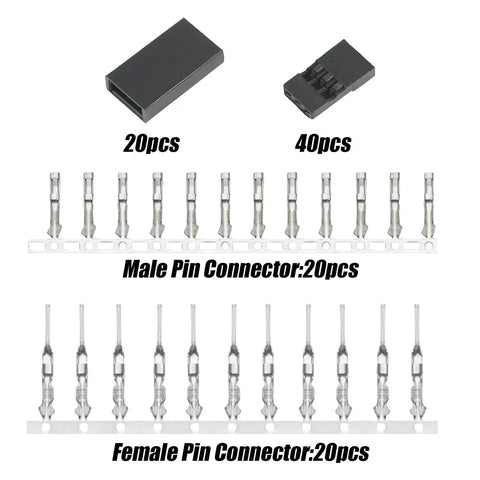 20 Sets 3P RC Servo Connector Kit With Male And Female Plugs Crimp Pins Housing And Protection 2.54mm Pitch Brass Nickel Plated