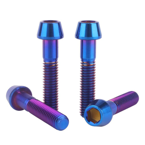 Beefed Up Titanium Bolt Set M6 Hex Allen Screws Burnt Blue Finish 4 Pack With Multiple Lengths 10 16 20 25 30 35mm Ti6Al4V Grade 5
