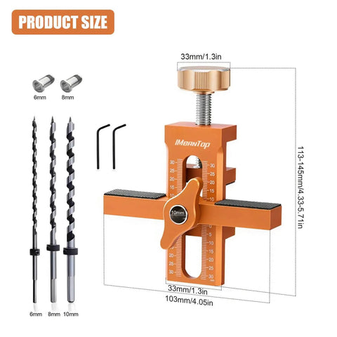 2-In-1 Cabinet Door Mounting Jig And Rebound Tool With Drill Bits Aluminum Alloy Positioner For Frameless Cabinets
