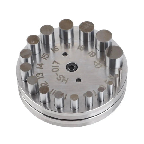 Pro Grade Steel Disc Cutter Set For Jewelry Making With Round Pendant Punch Tool And Six Dies, flat bottomed steel tool.