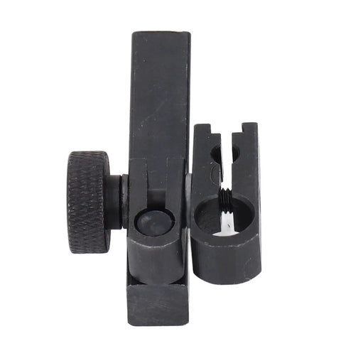 Klanata dial test indicator height holder bar with sleeve swivel clamp, 9x9x50 mm, black metal, side view