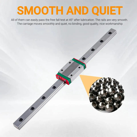 MGN9 Linear Rail Guide 400mm With MGN9 H Type Linear Bearing Sliding Block for CNC XYZ DIY Engraving Machine shown horizontally