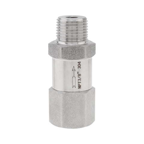 304 stainless steel check valve, 3/8 in NPT male x female, one-way backflow prevention