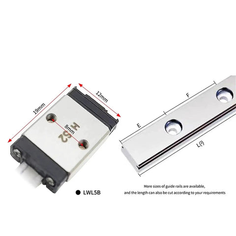 Ultra Smooth LWL5B Linear Block Guide Slider for 50mm rail, CNC machinery, DIY projects, one-piece linear bearing with high precision rails.