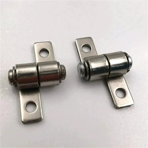 304 stainless steel hinge pair, small size with damping shafts and mounting flanges (front view)