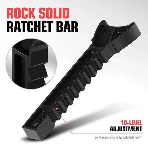 Close-up of ratchet bar for 1 Pair 3 Ton Car Jack Stands With Adjustable Height For Cars SUVs Sedans, highlighting adjustment teeth.