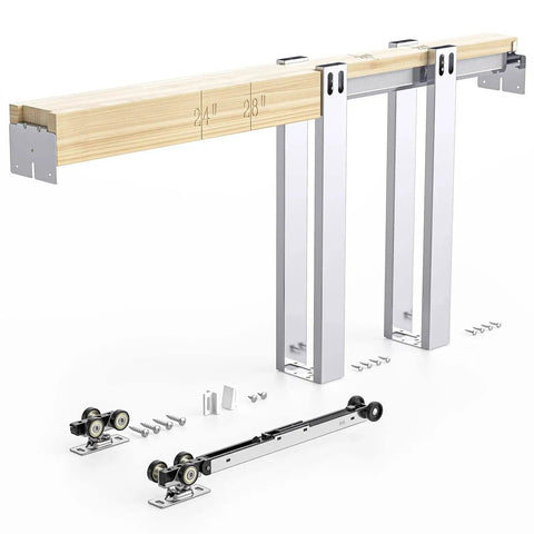30X80 Inch Pocket Door Frame Kit With Two Way Soft Close For 2X4 Stud Walls Aluminum Track Sliding Hardware for 24-30 in doors